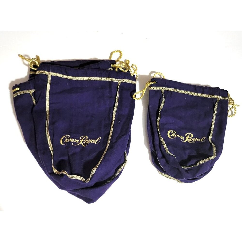 Crown Royal Purple Drawstring Collector Bag Lot of 9 Assorted Sizes 7in 9in